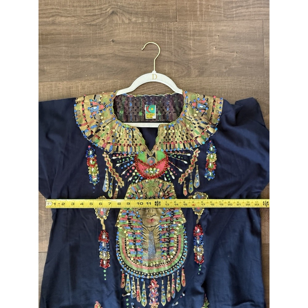 Horus Vintage Egyptian kaftan Robe, Black/ Gold Nefertiti/ Tutankhamun Design 4‎ - Picture 10 of 10
